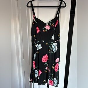 Black Floral Fit & Flare Cami Dress XL Tall sundress